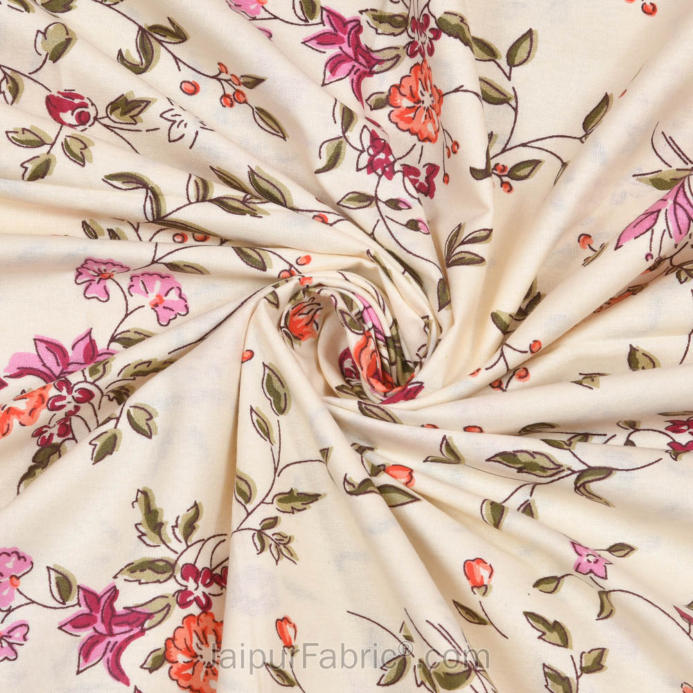 Pure Cotton 240 TC Double bedsheet in pink seamless floral print