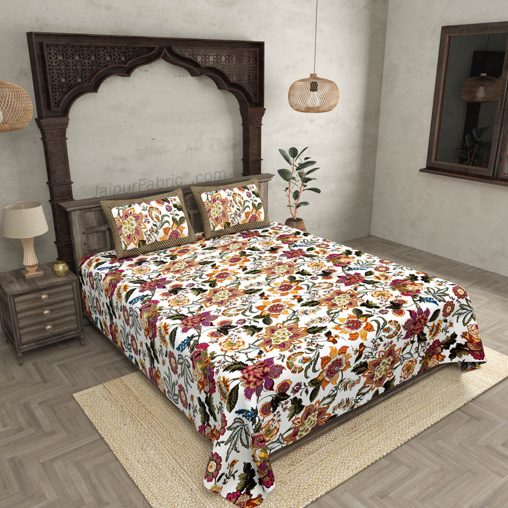 Pure Cotton 240 TC Double bedsheet autumn jungle