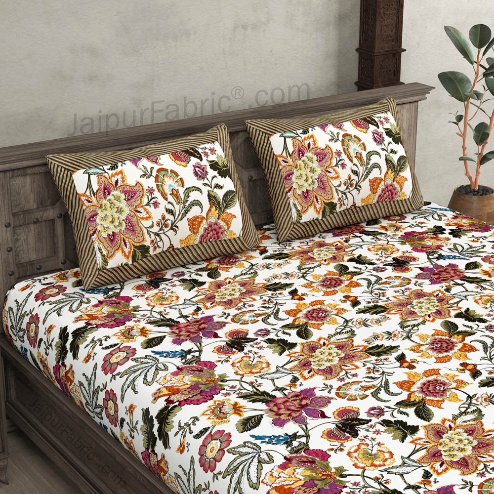 Pure Cotton 240 TC Double bedsheet autumn jungle