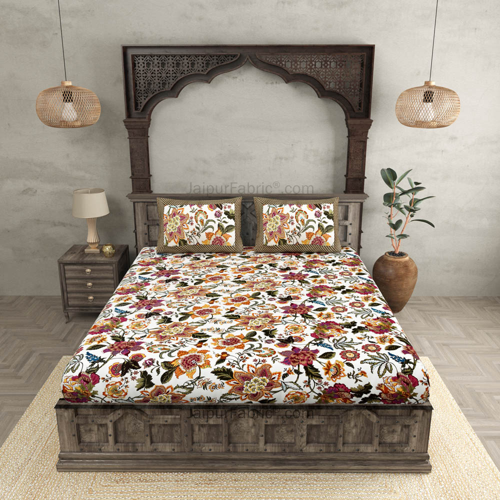 Pure Cotton 240 TC Double bedsheet autumn jungle