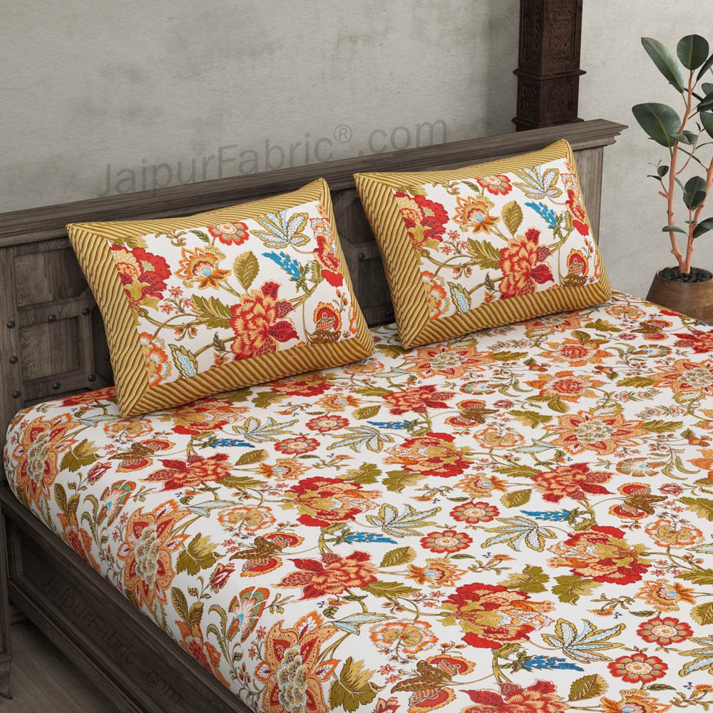 Pure Cotton 240 TC Double bedsheet spring jungle