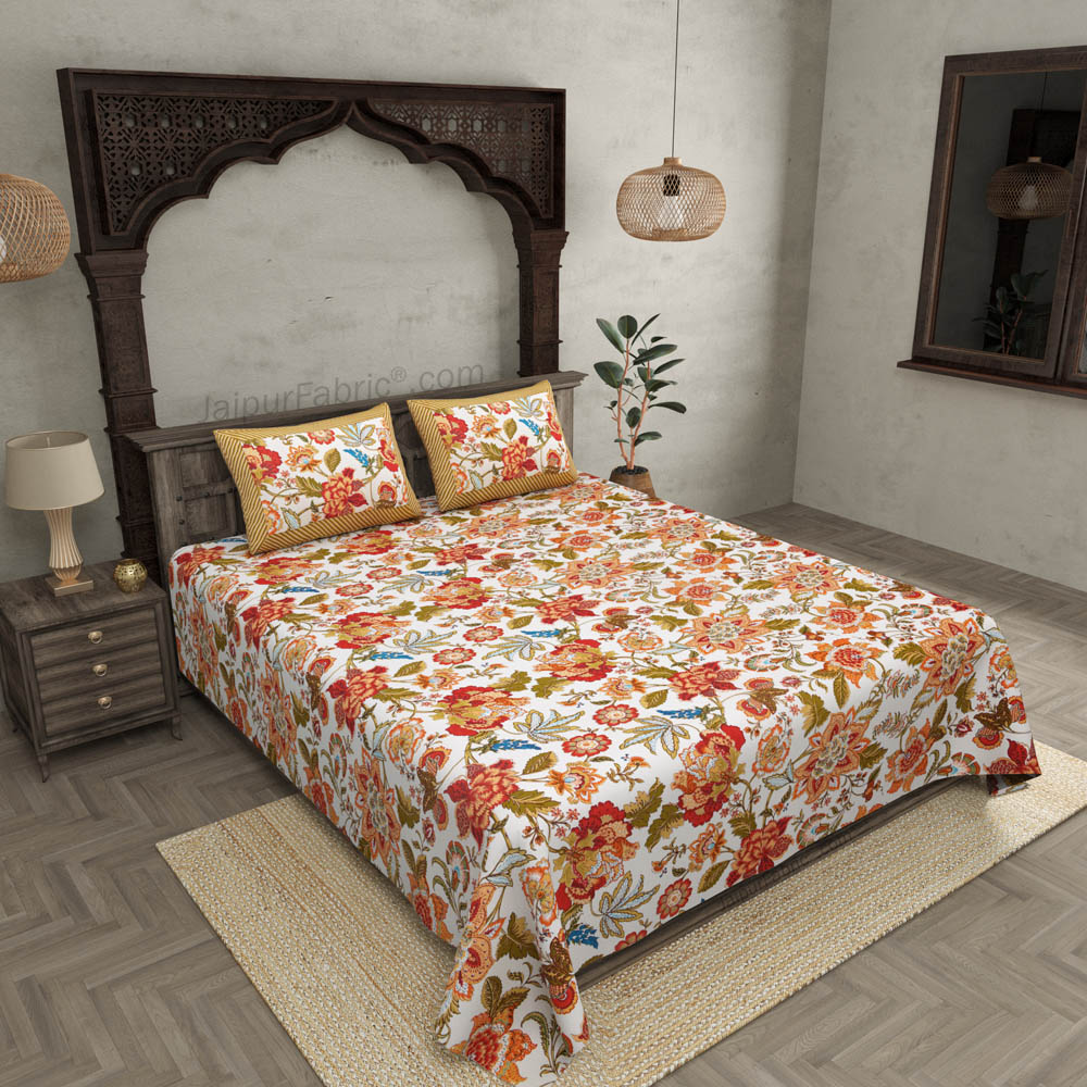 Pure Cotton 240 TC Double bedsheet spring jungle