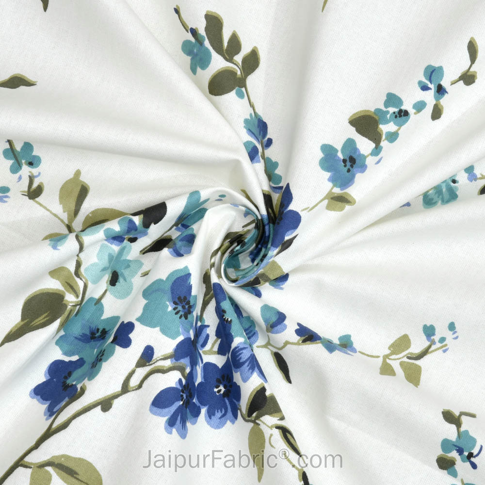 Pure Cotton 240 TC Double bedsheet in blue motif floral print