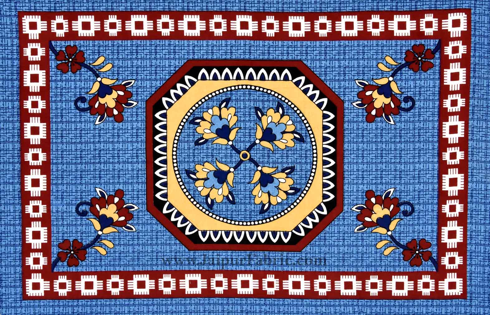 Double Bedsheet Blueish Rangoli Cotton 2 Pillow Cover