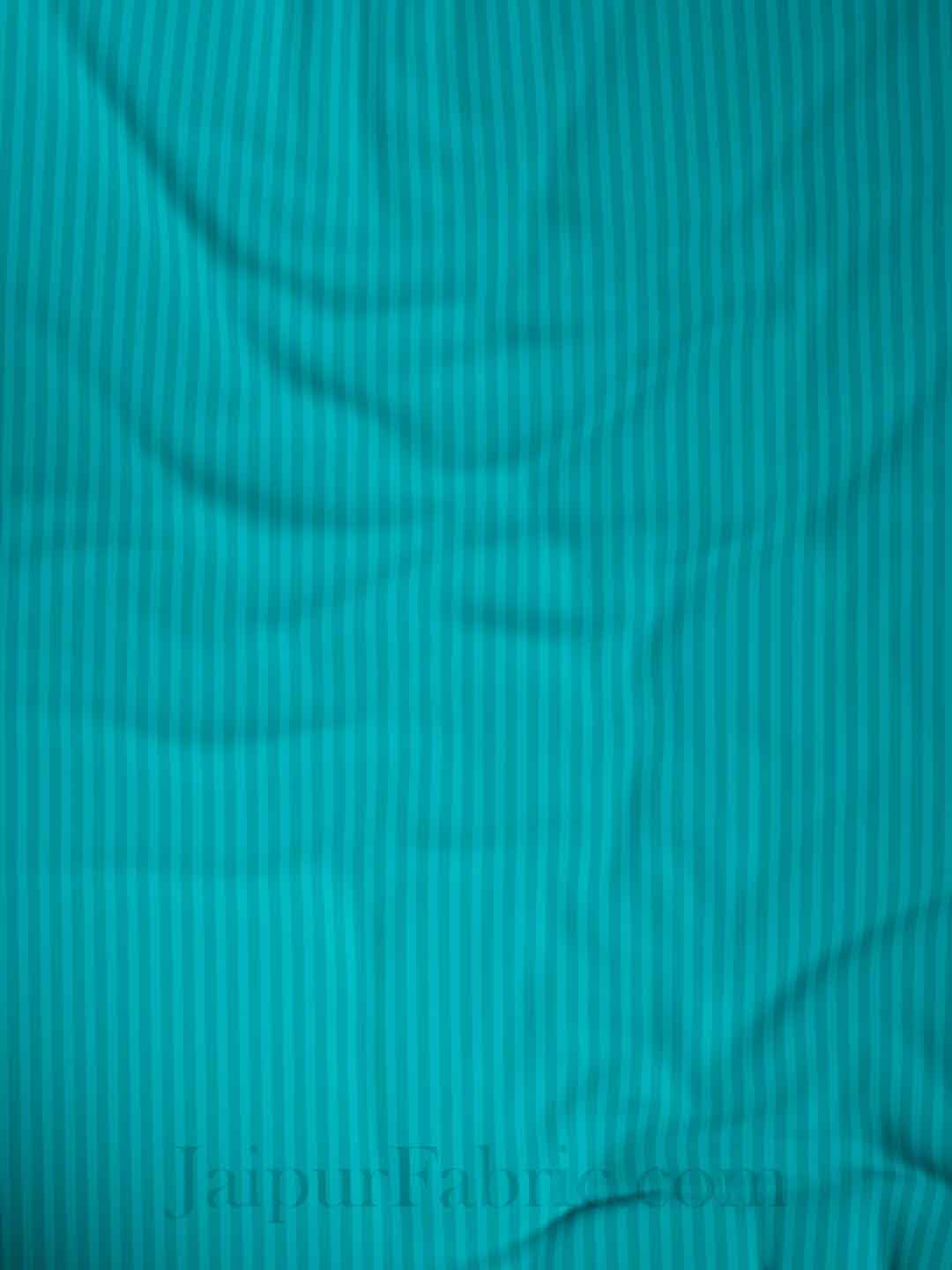 Aqua Turquoise Self Design 300 TC King Size Pure Cotton Satin Slumber Sheet for Double Bed with 2 pillow covers