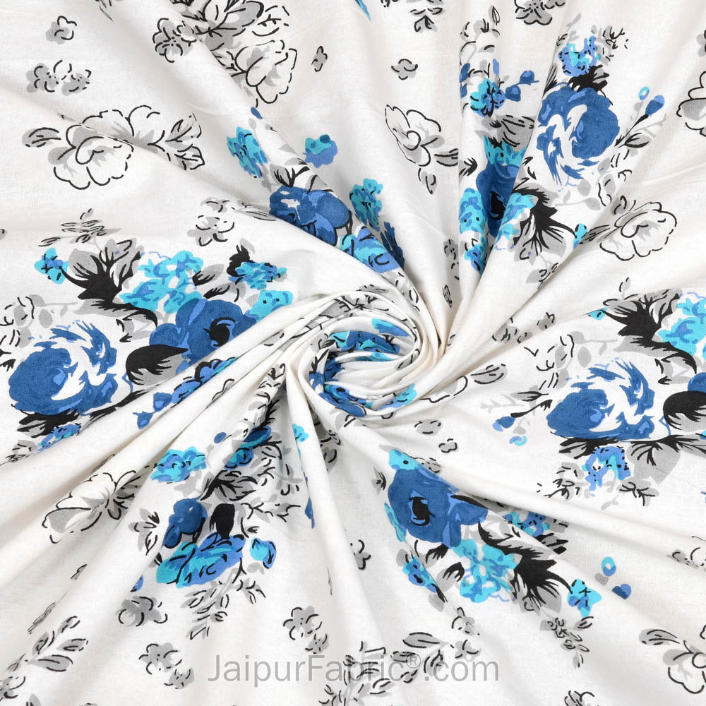 Blue Bunch of Flowers Double Bedsheet