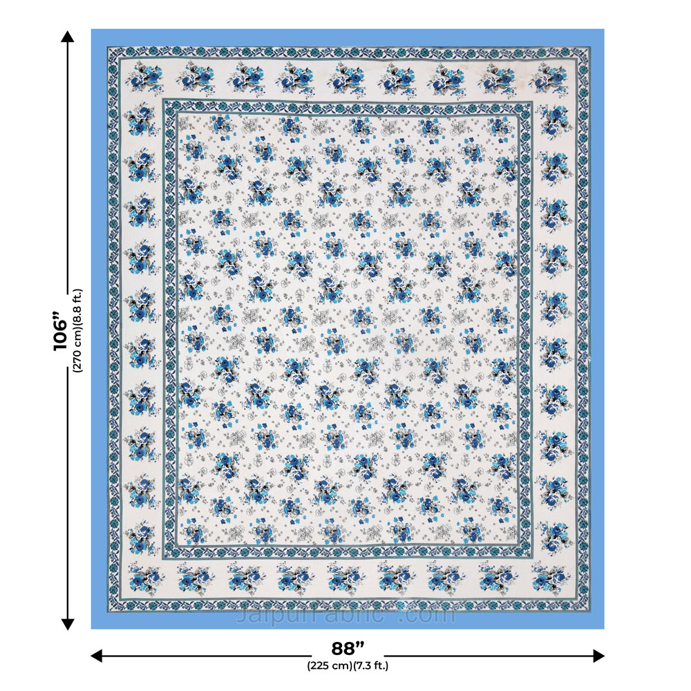 Blue Bunch of Flowers Double Bedsheet