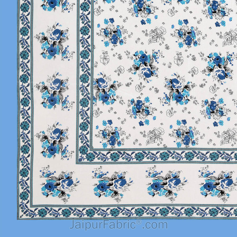 Blue Bunch of Flowers Double Bedsheet