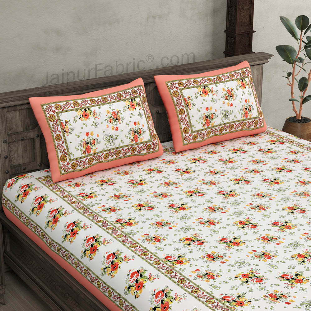 Pink Bunch of Flowers Double Bedsheet