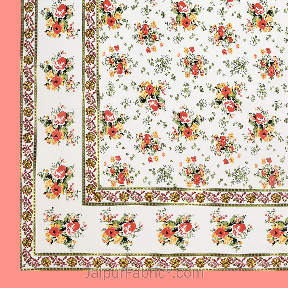 Pink Bunch of Flowers Double Bedsheet