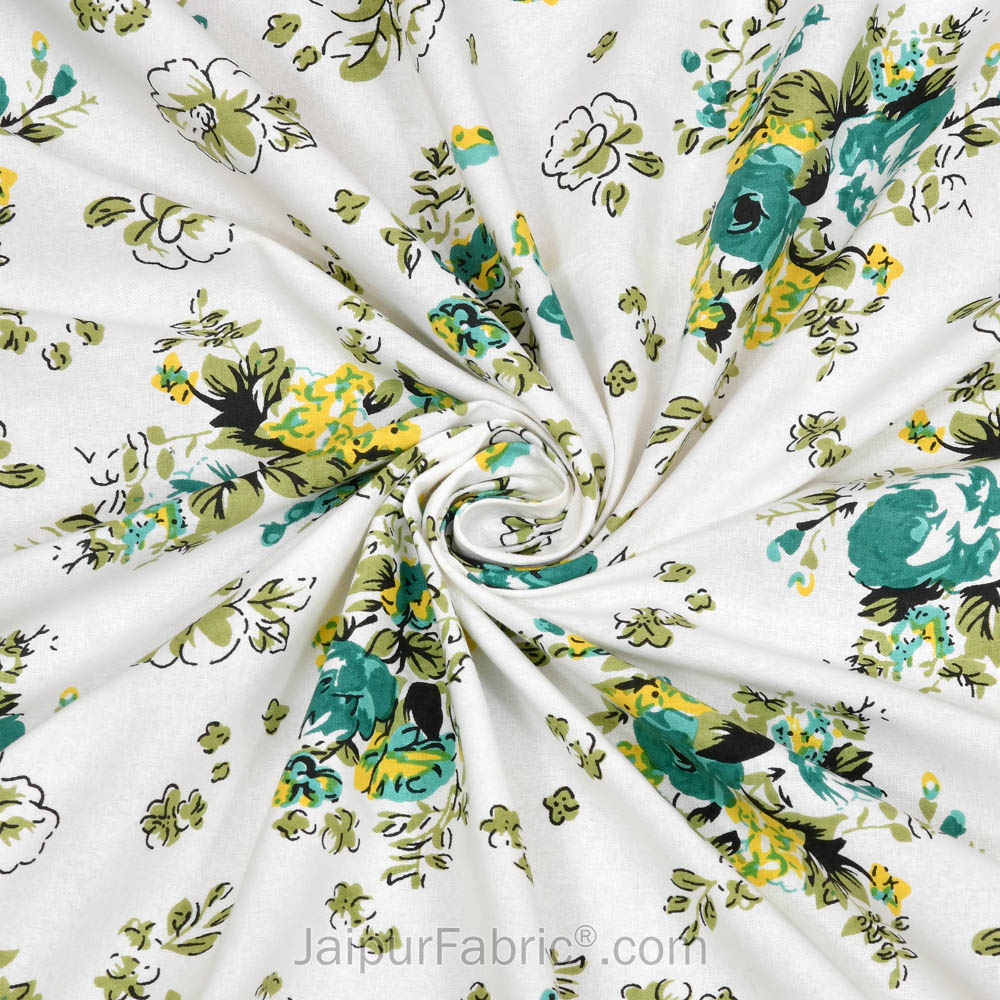 SeaGreen Bunch of Flowers Double Bedsheet