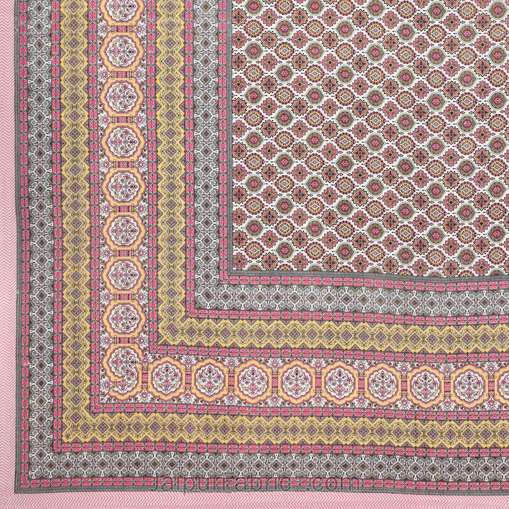 Ethnic Charm Pink Double Bedsheet