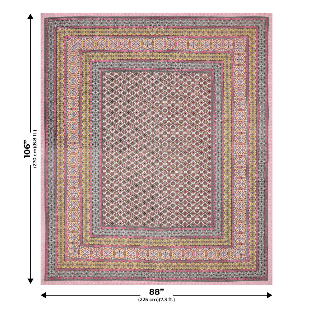 Ethnic Charm Pink Double Bedsheet