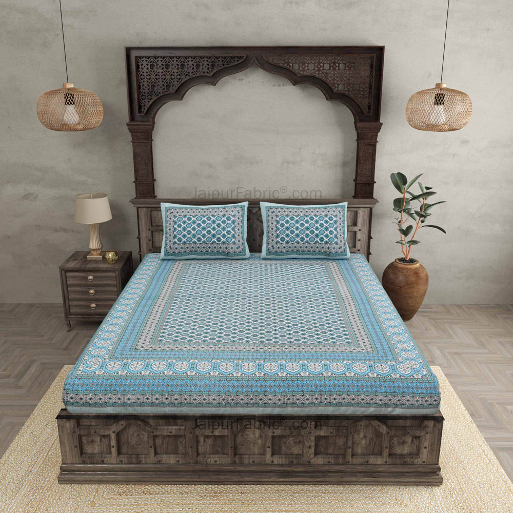 Ethnic Charm Blue Double Bedsheet