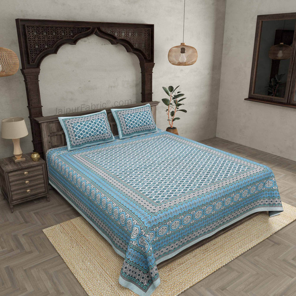 Ethnic Charm Blue Double Bedsheet