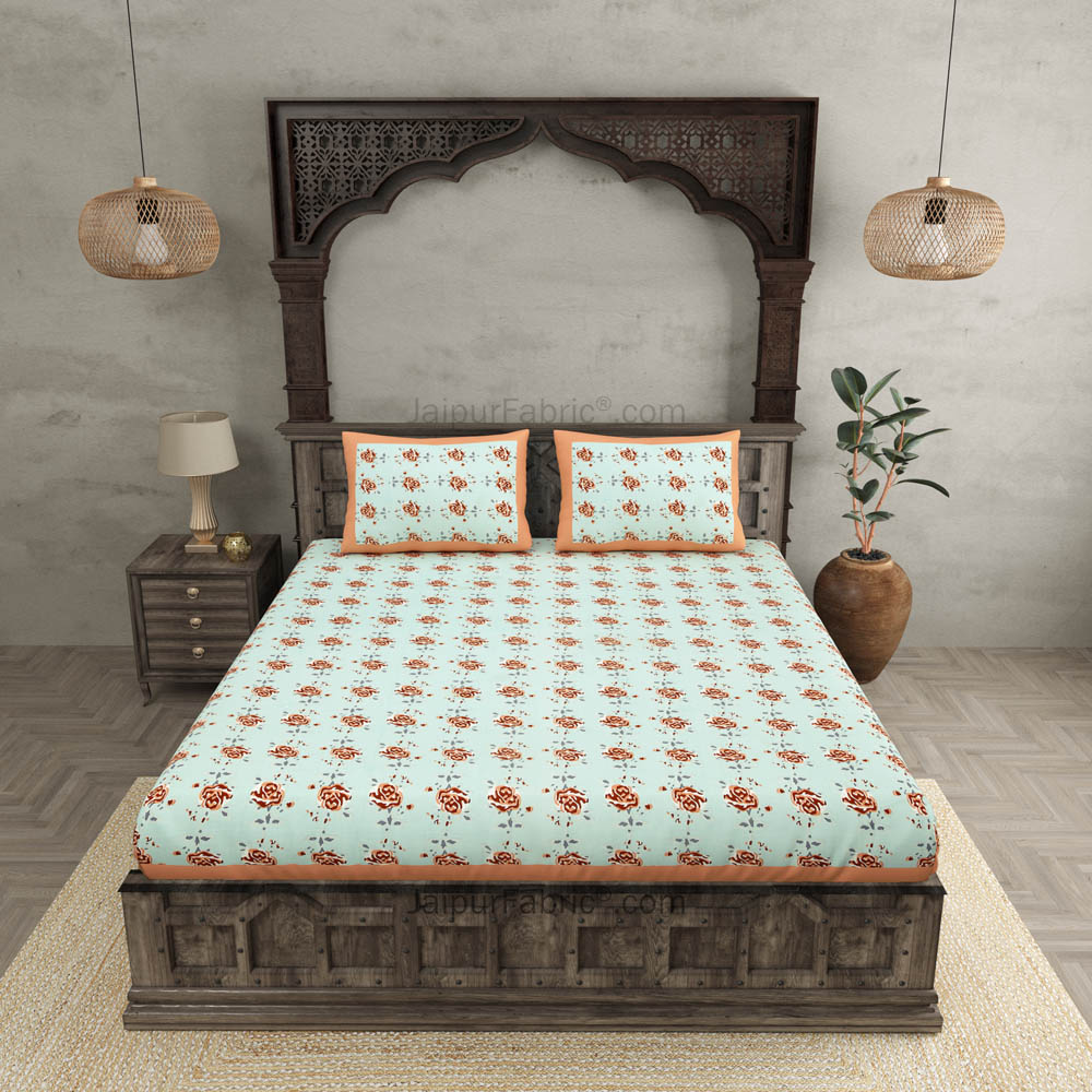 Peach Garland Double Bedsheet