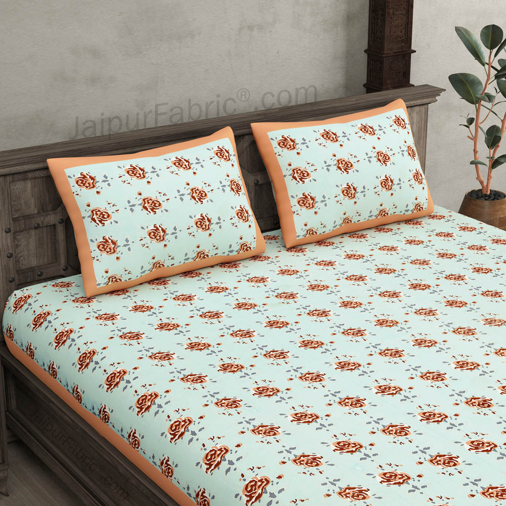 Peach Garland Double Bedsheet