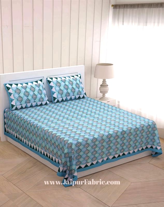 Traditional Delight Blue Double Bedsheet