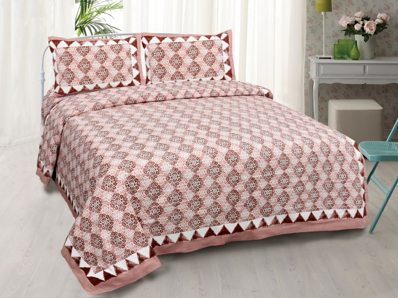 Traditional Delight Maroon Double Bedsheet