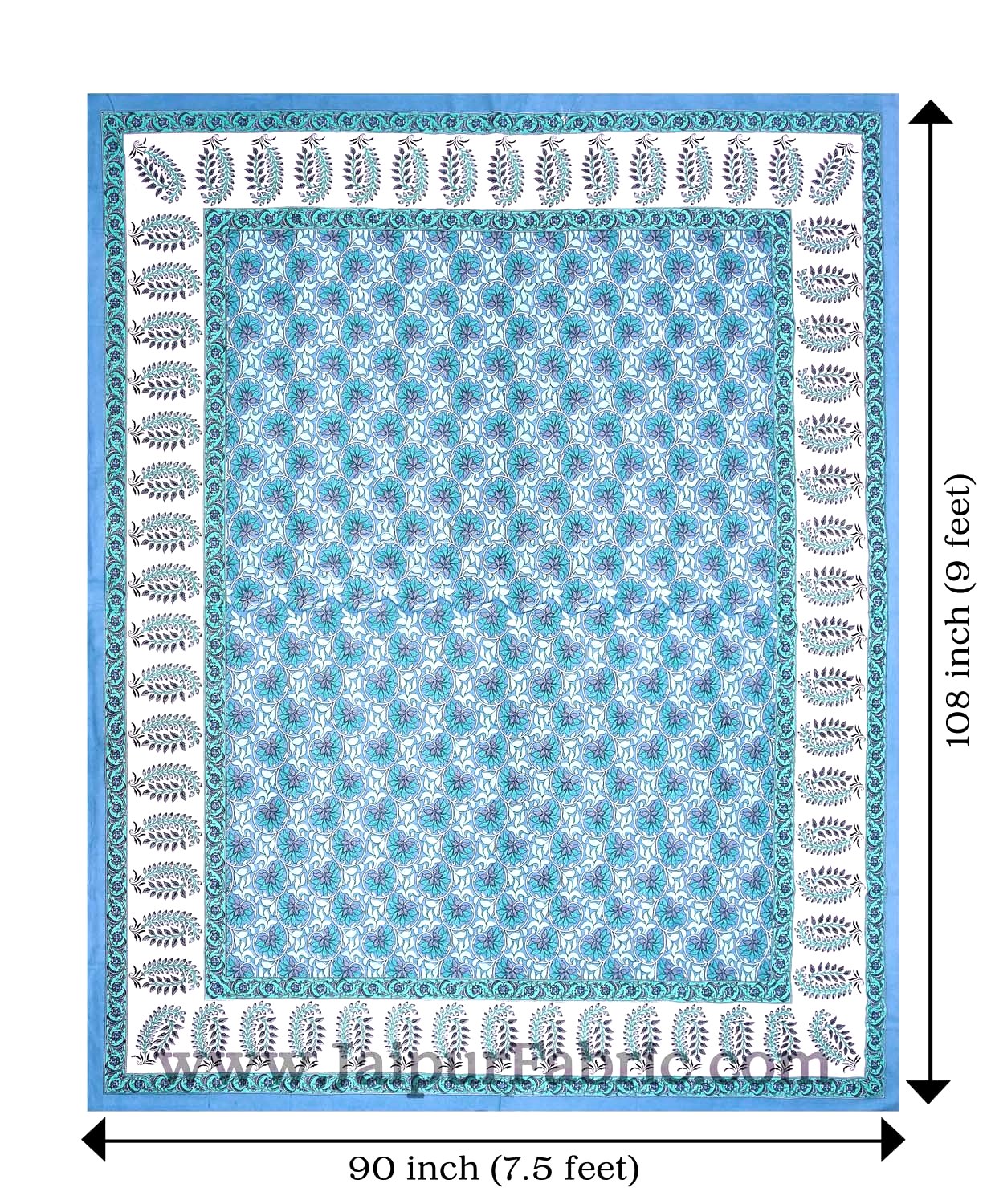 Lovely Lotus Blue Double Bedsheet