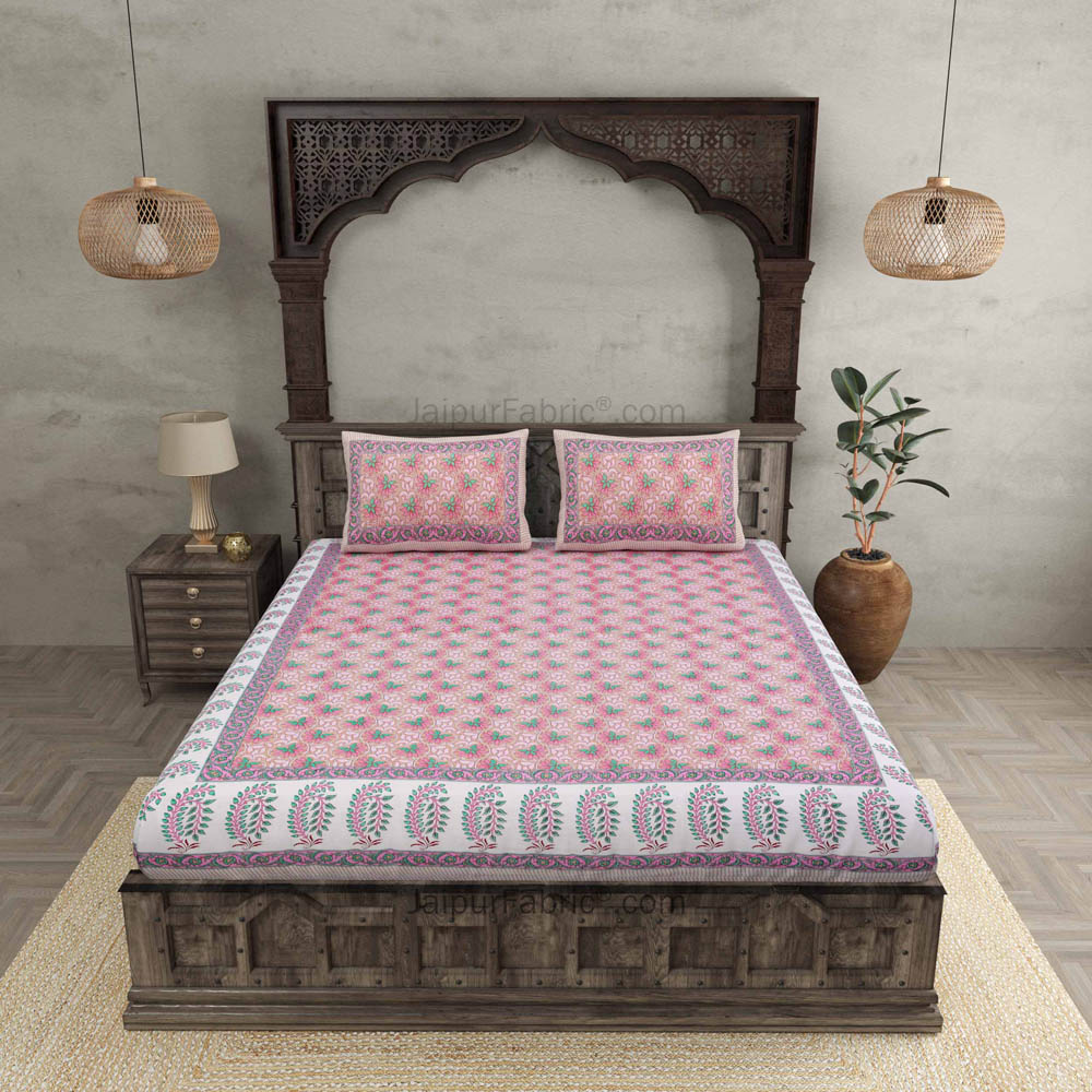 Lovely Lotus Peach Double Bedsheet