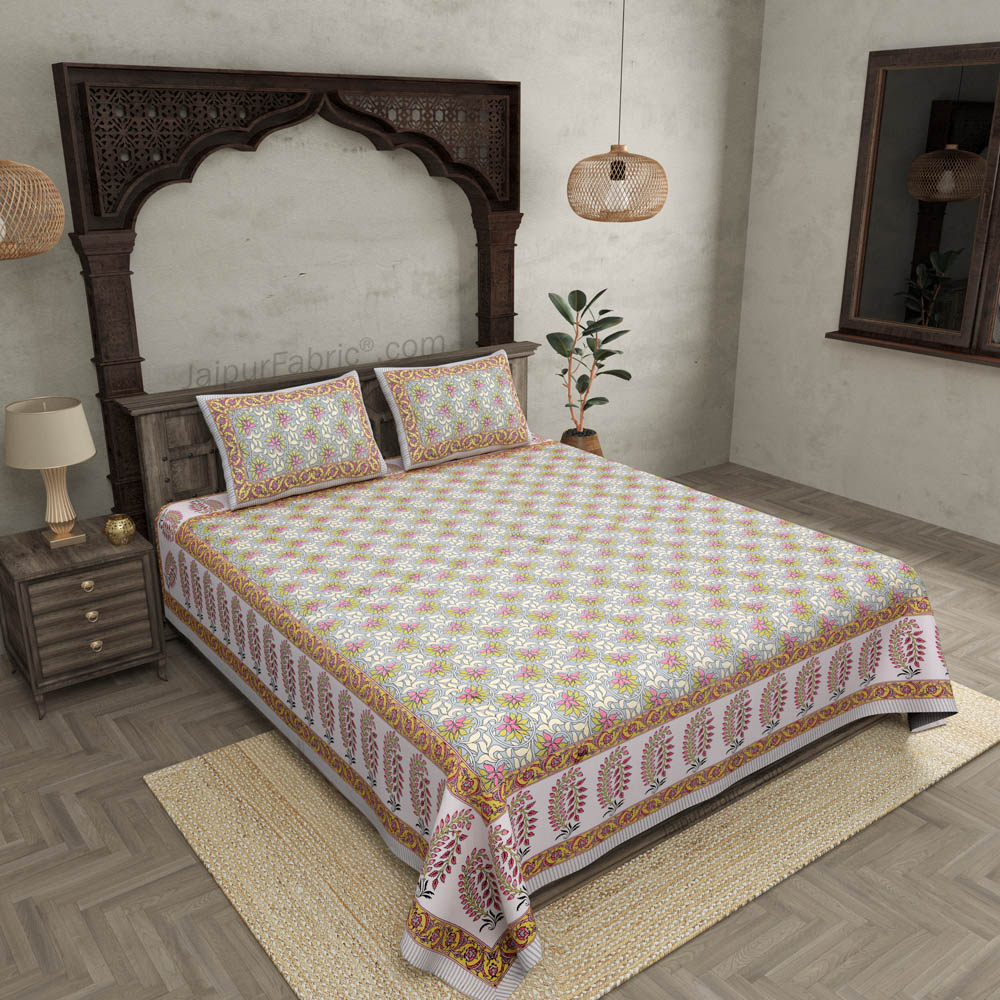 Lovely Lotus Colourful Double Bedsheet