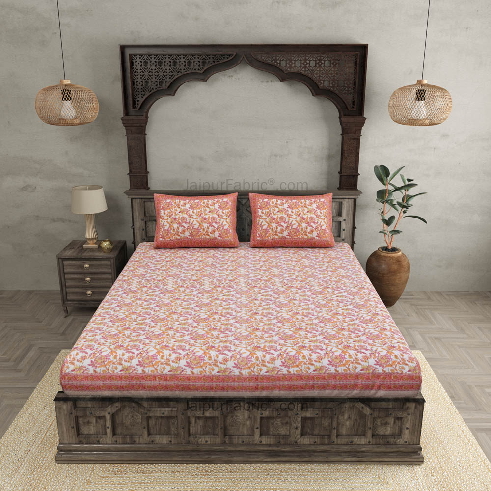 Fantastic Flowers Peach Double Bedsheet