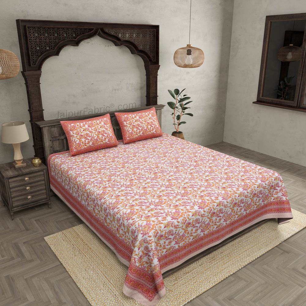 Fantastic Flowers Peach Double Bedsheet