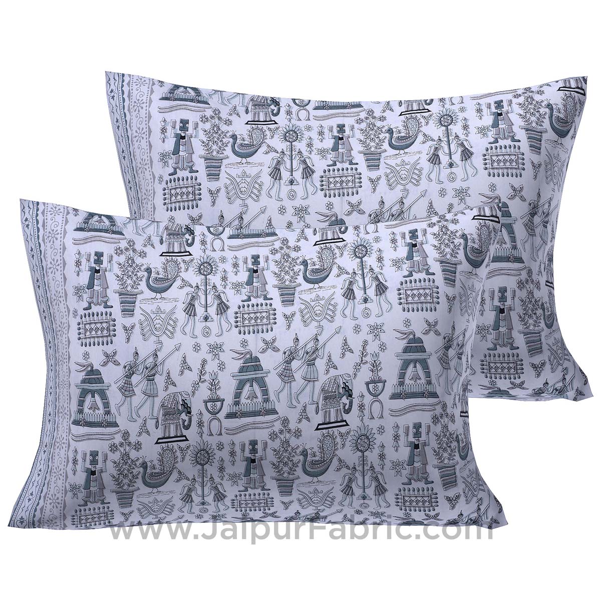 Tribal Art Grey Double Bedsheet