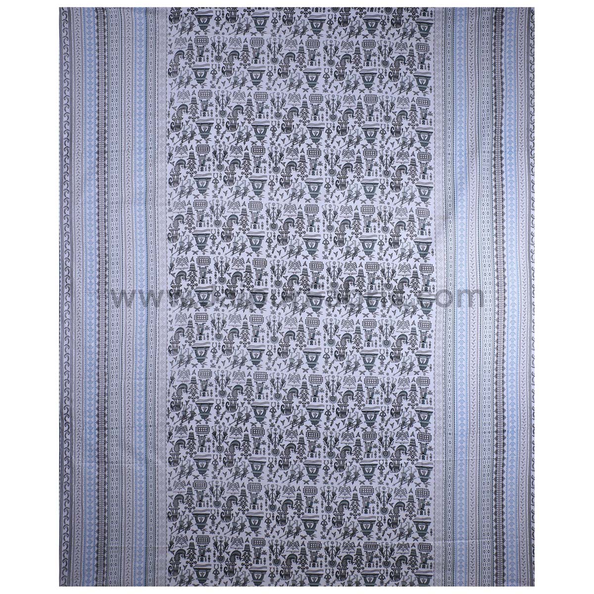 Tribal Art Grey Double Bedsheet