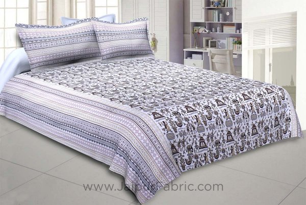 Tribal Art Brown Double Bedsheet