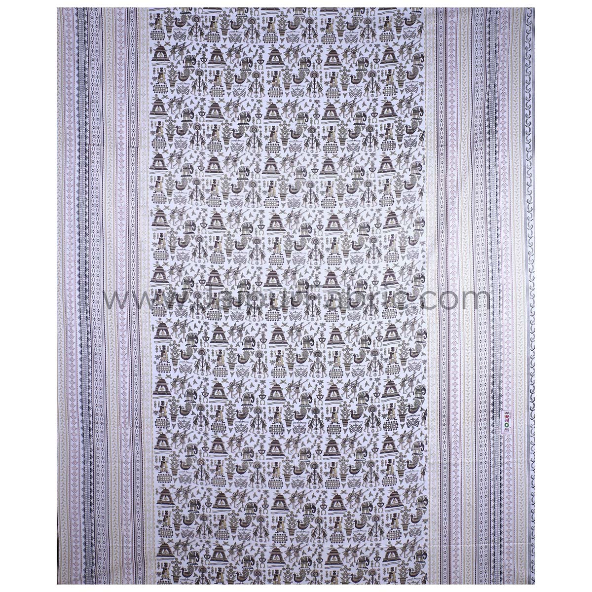 Tribal Art Brown Double Bedsheet