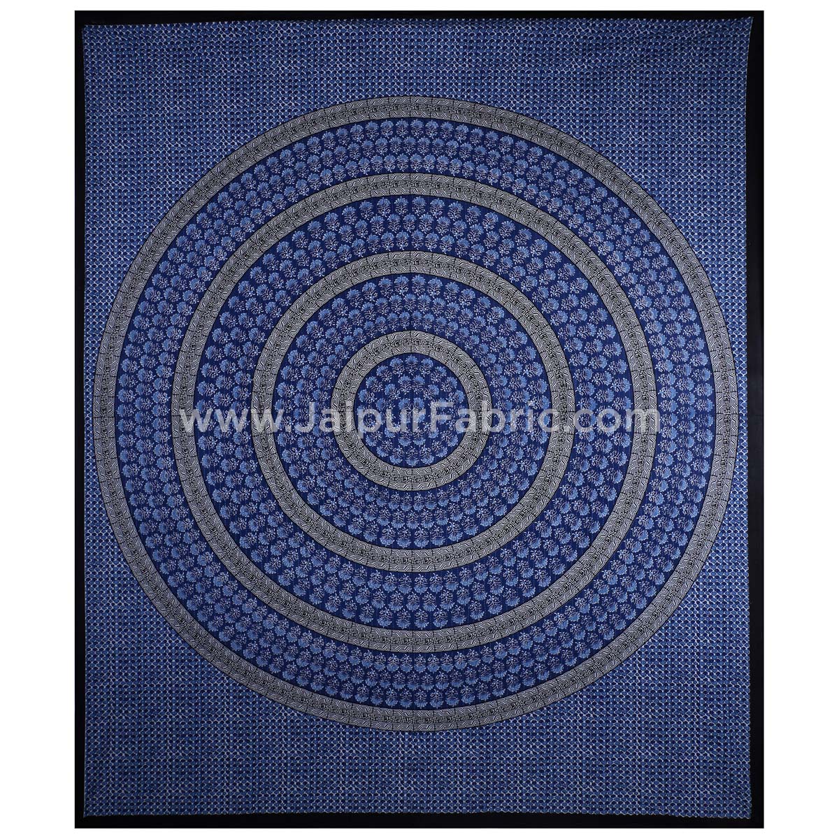 The Blue Circle of Life Black Border Double BedSheet