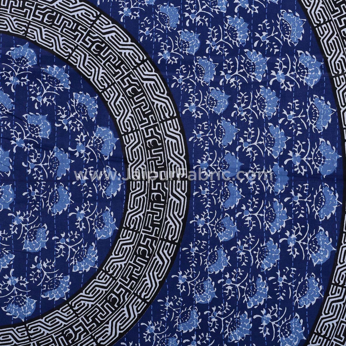 The Blue Circle of Life Black Border Double BedSheet