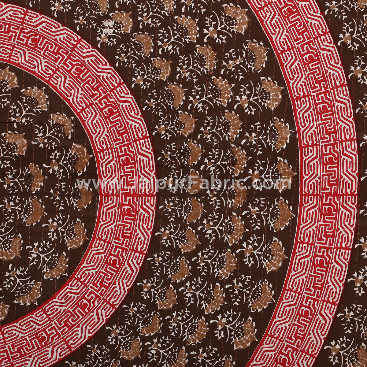 The Brown Circle of Life Red Border Double BedSheet