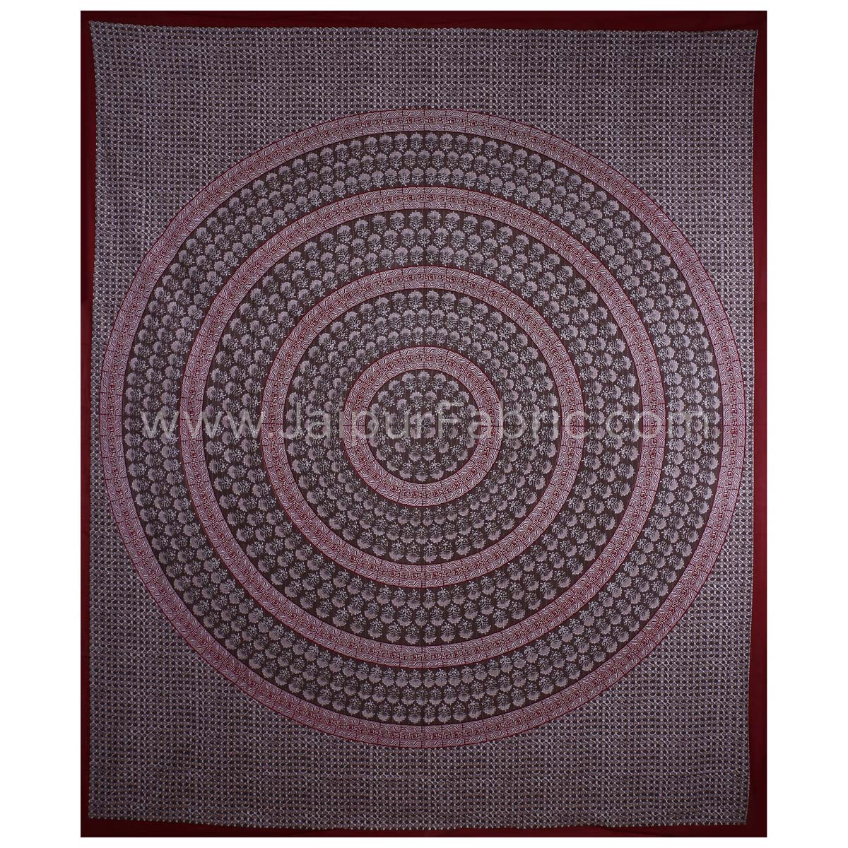 The Maroon Circle of Life Maroon Border Double BedSheet