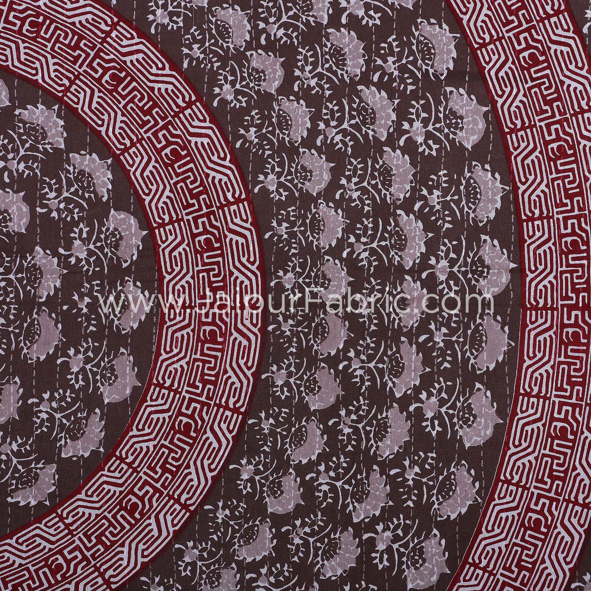 The Maroon Circle of Life Maroon Border Double BedSheet