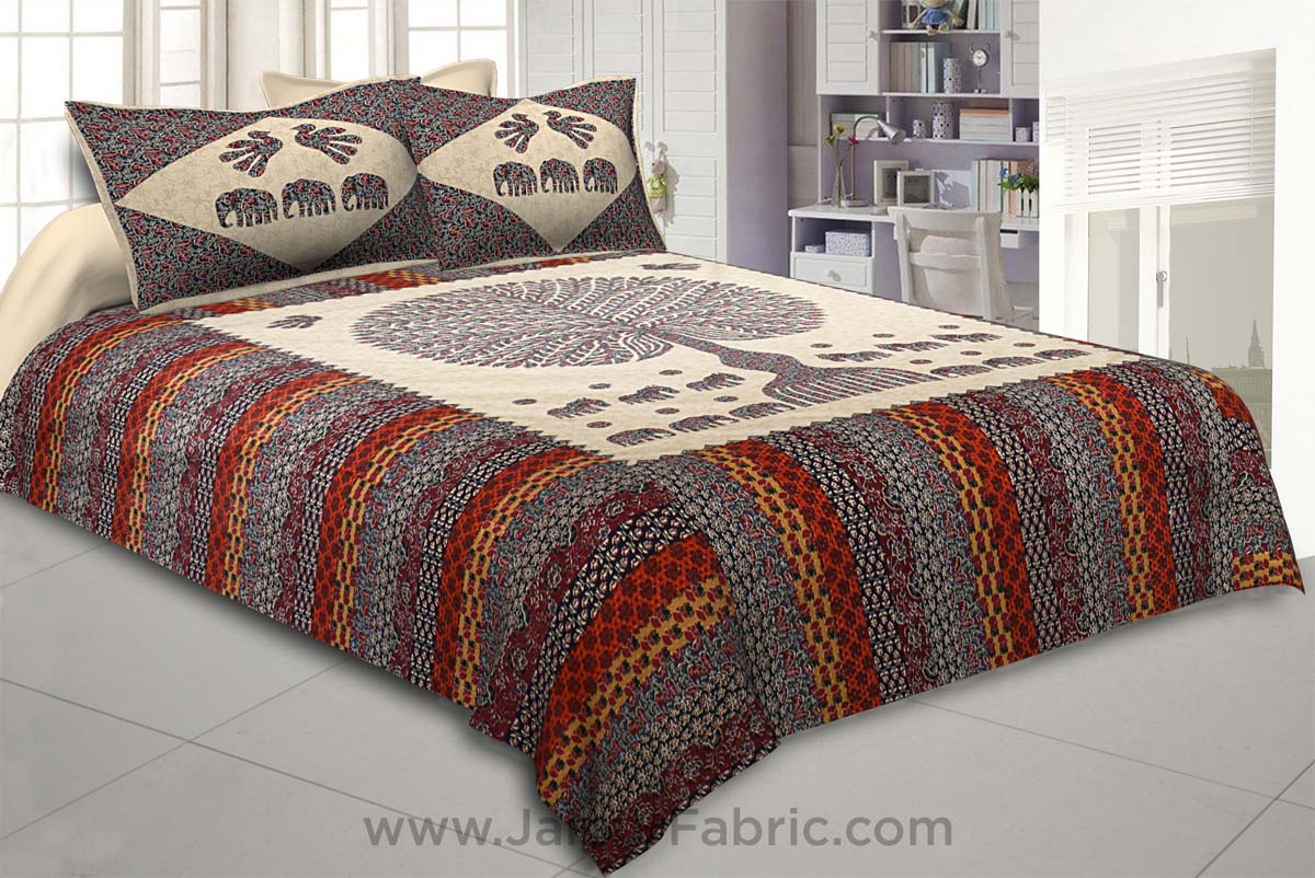 Traditional Wisdom Creamish Double BedSheet