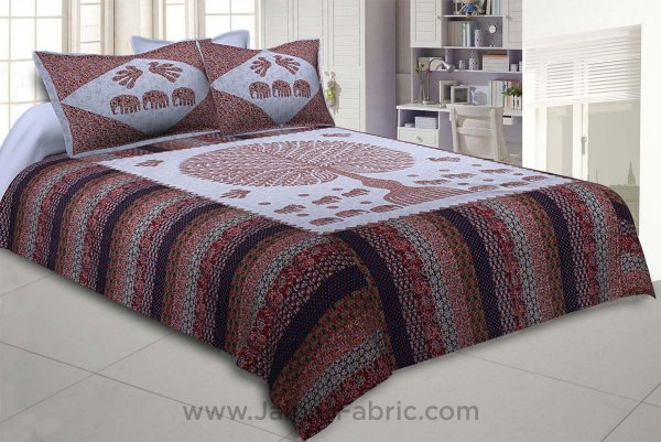 Traditional Wisdom Greyish Double BedSheet