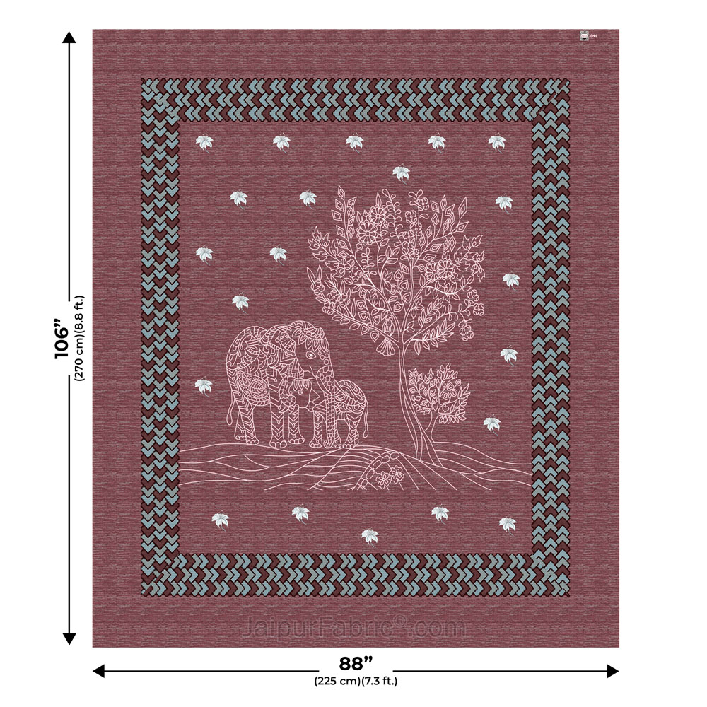 Elephant Love Cherry Giza Cotton Double BedSheet