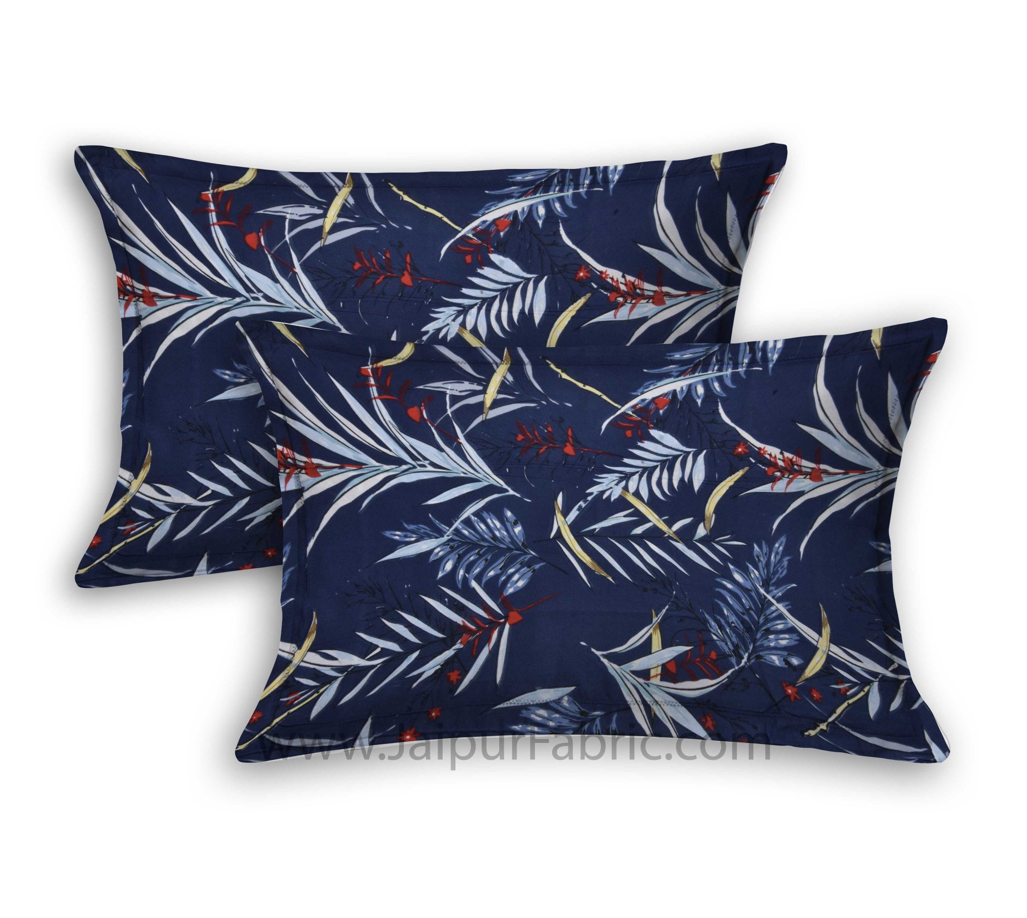 Lush Leafage Navy Blue Double Bedsheet