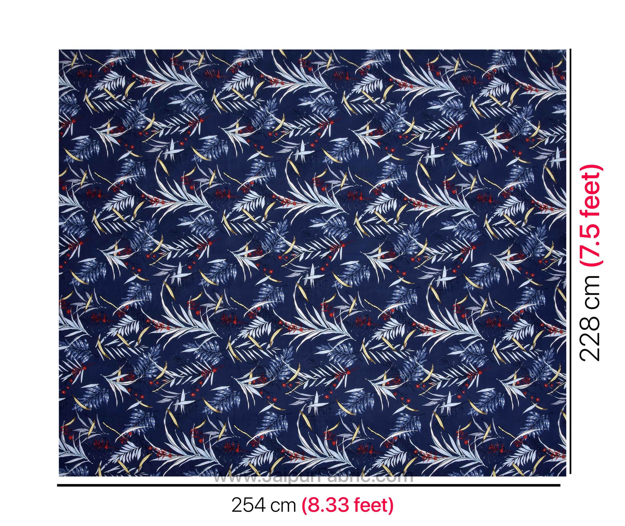 Lush Leafage Navy Blue Double Bedsheet