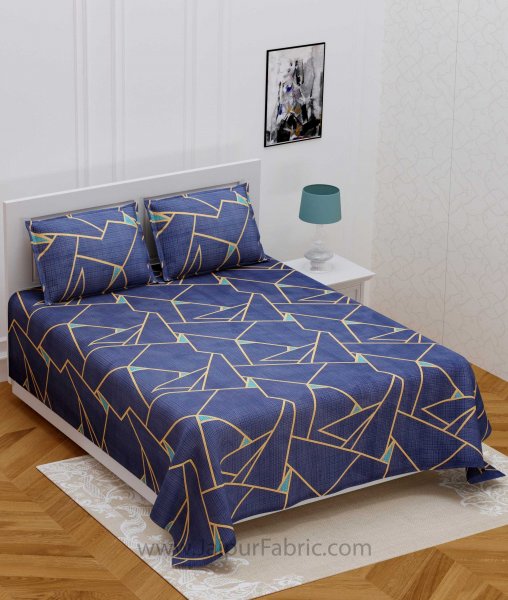 Congruous Lines Blue Double Bedsheet