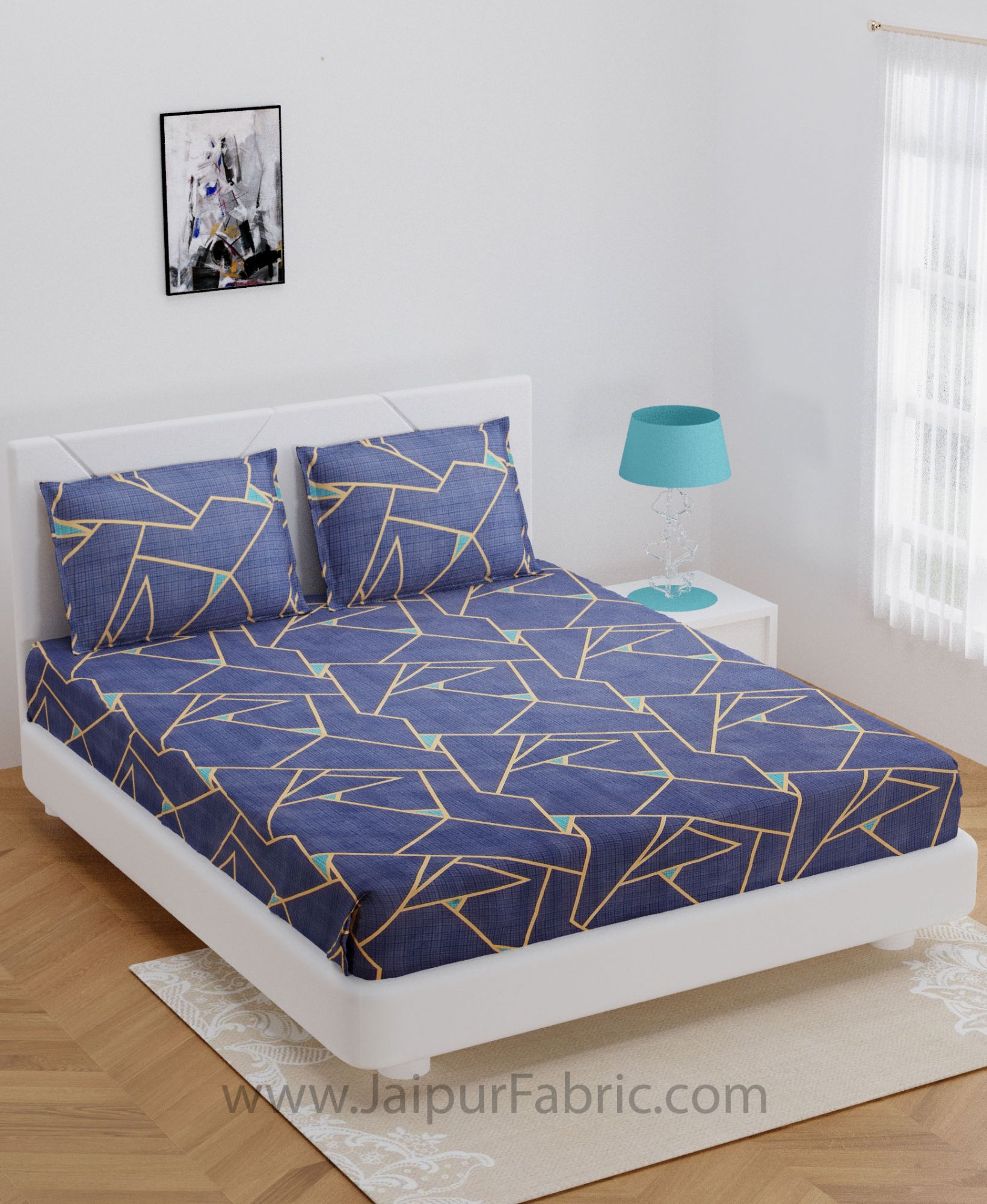 Congruous Lines Blue Double Bedsheet