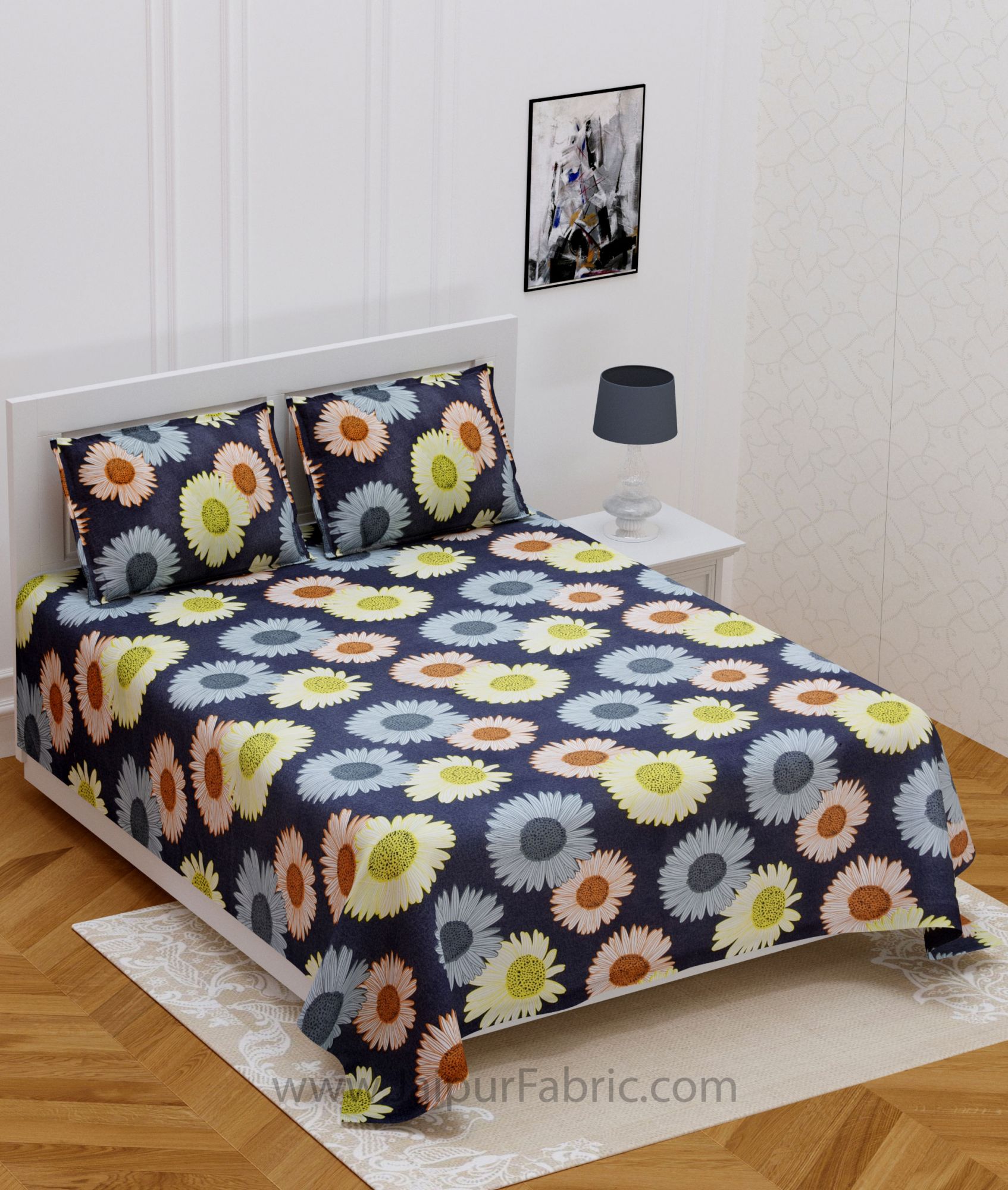 Daisy Flowers Colorful  Double Bedsheet