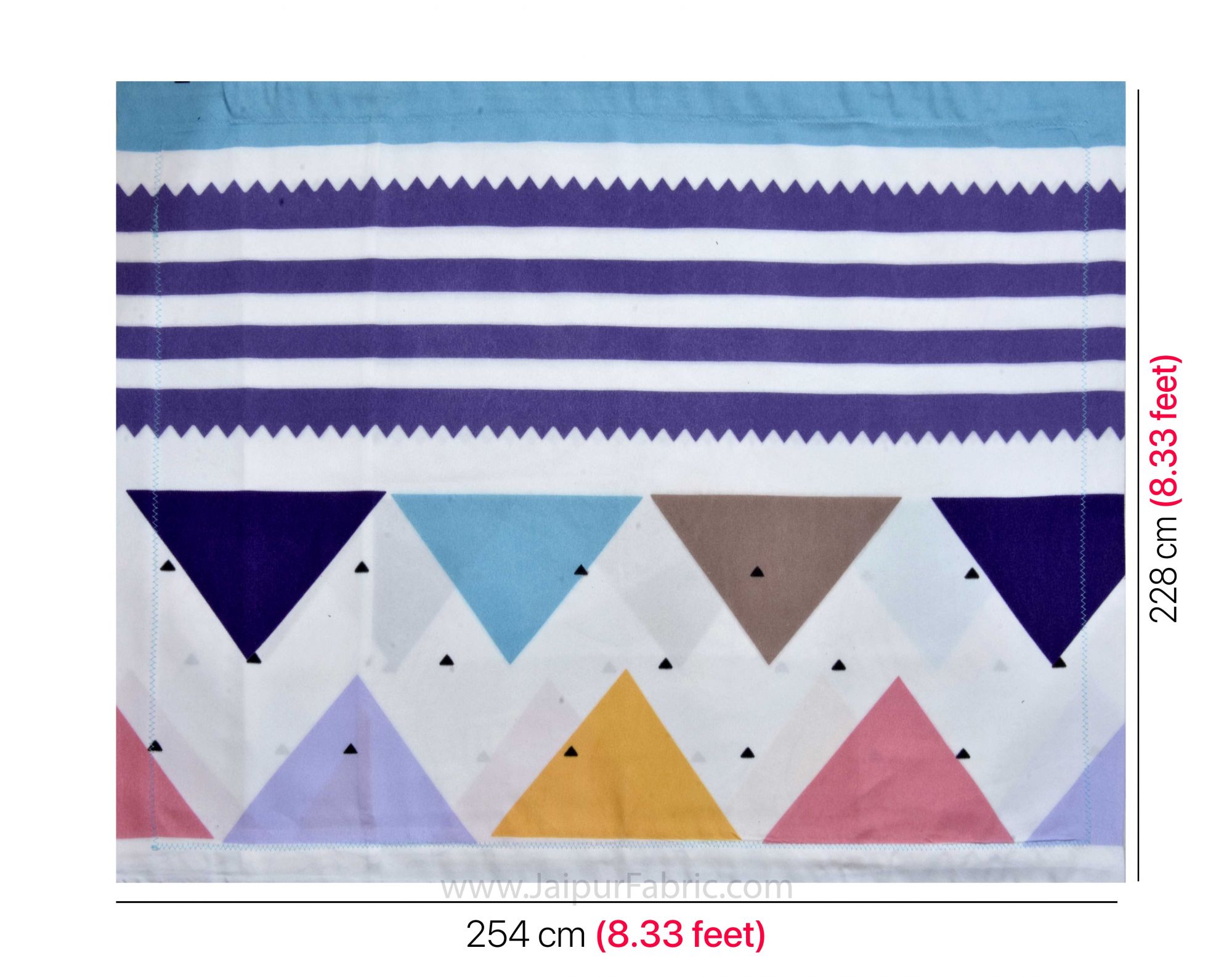 Colorful Triangles Blue Double Bedsheet