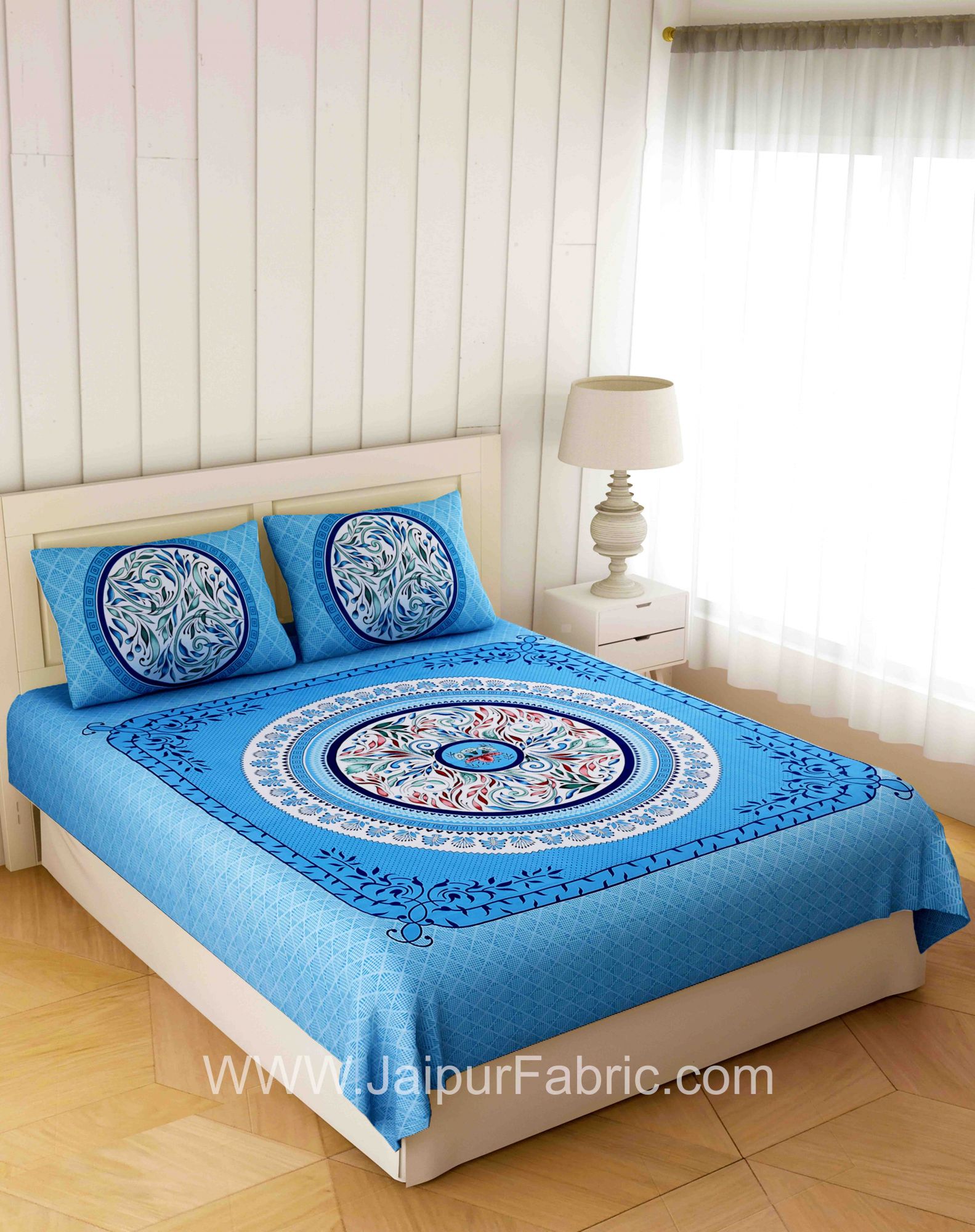 Rich Rangoli Blue Double Bedsheet