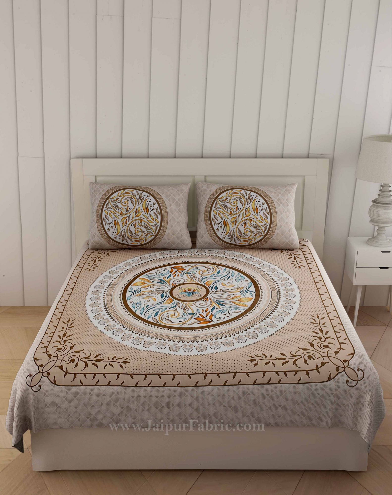 Rich Rangoli Brown Double Bedsheet