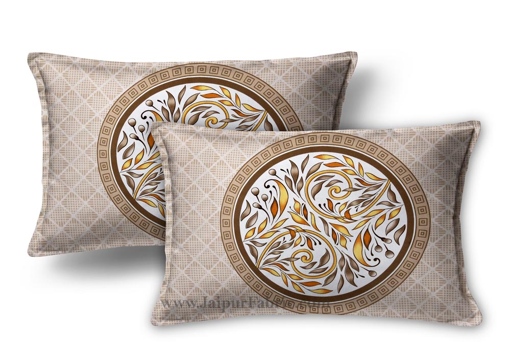 Rich Rangoli Brown Double Bedsheet