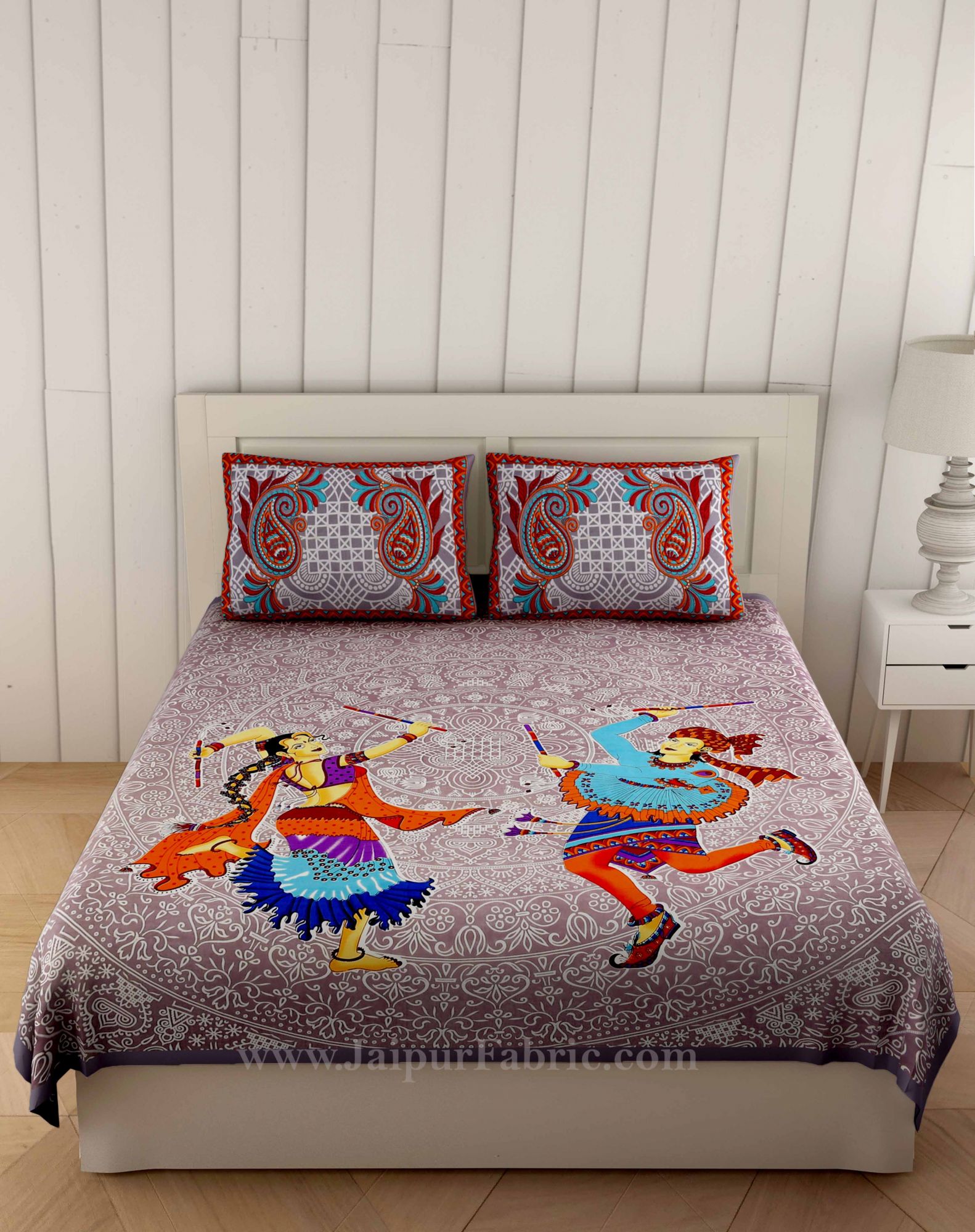 Gorgeous Garba Lava Grey Double Bedsheet